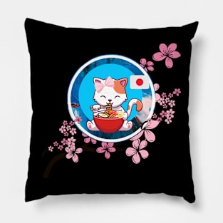 Cat Eating Ramen Pillow