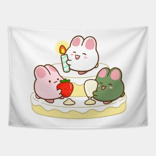 Bunnies Christmas Cake Cream Tapestry