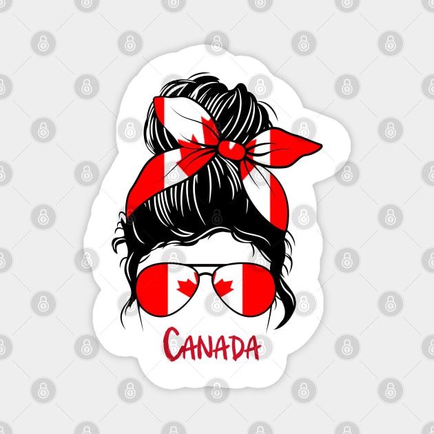 Canadian Girl, Canadian girlfriend, Canada Messy bun Magnet by JayD World