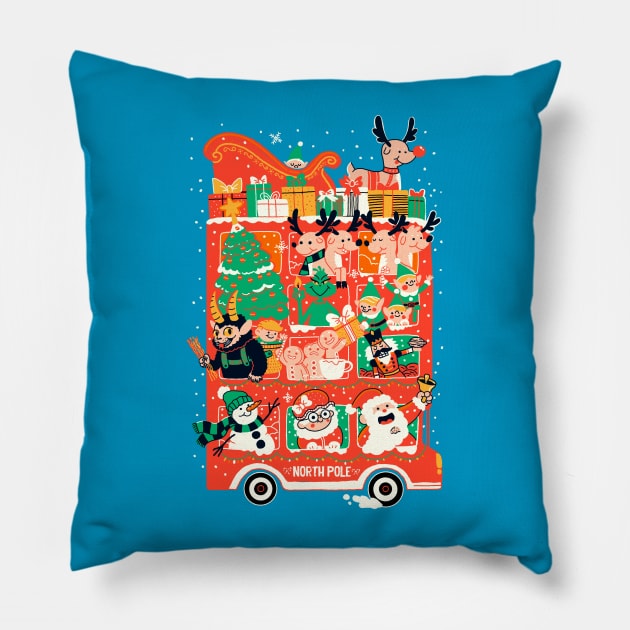 Xmas Bus Pillow by ppmid