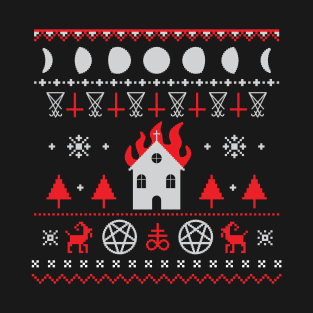 Burning Church Ugly Christmas Sweater T-Shirt