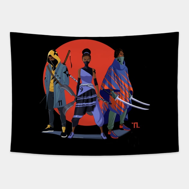 Afro-Ninja Crew Tapestry by Kurosan