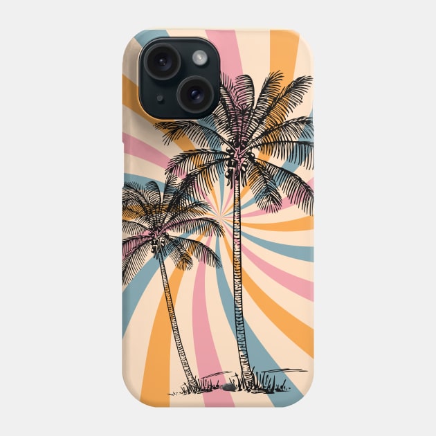 Coconut trees on vintage screen Phone Case by Nano-none