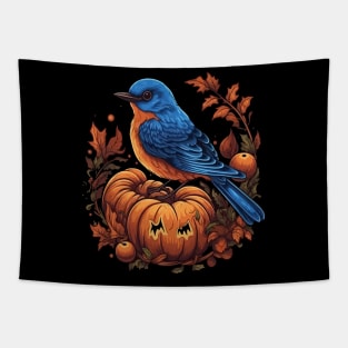 Eastern Bluebird Halloween Tapestry