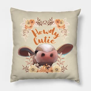 Cute Cow Floral Pillow