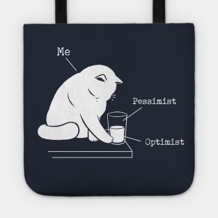 Glass Graphic - Optimist and Pessimist - Funny Cat Tote