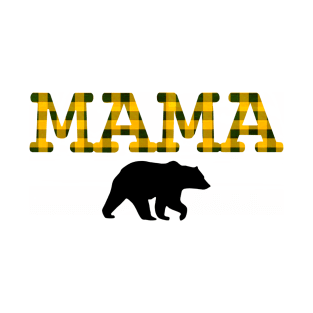 Mama Bear Yellow Mustard Plaid T-Shirt