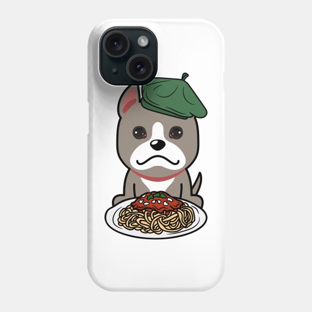 Cute grey dog eating spaghetti Phone Case by Pet Station