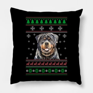 Rottweiler Ugly Christmas Sweater Funny Dog Lover Owner Gifts Pillow