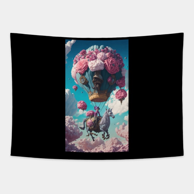 Dream Escape - Giant Flower Balloon Tapestry by SARKAR3.0