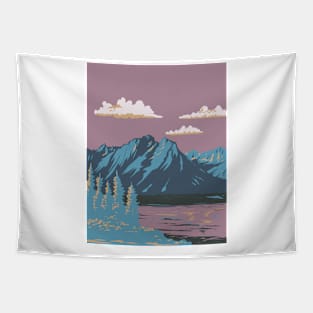 Jackson Lake in Grand Teton National Park Wyoming USA WPA Art Poster Tapestry