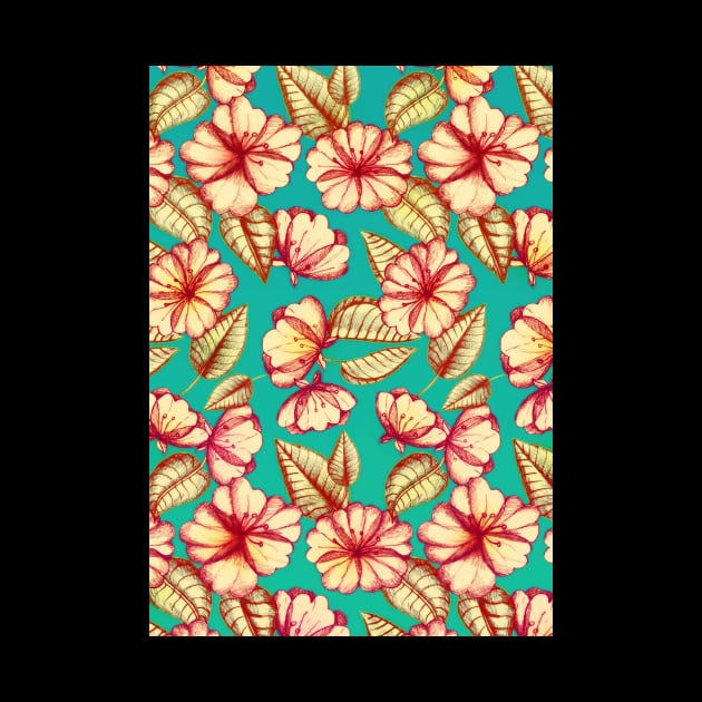 Rust & Teal Floral Pattern by micklyn