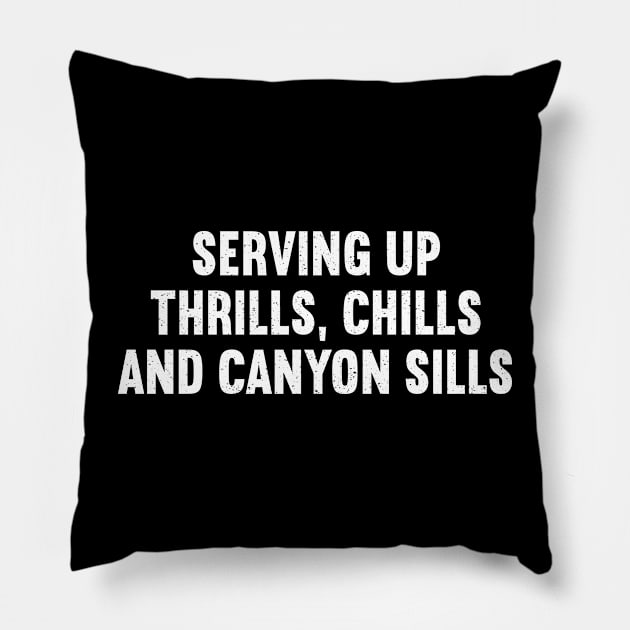 Serving Up Thrills, Chills, and Canyon Sills Pillow by trendynoize