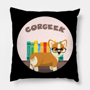 reading corgi corgeek Pillow