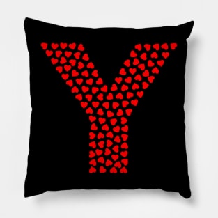 Letter Y Heart Shape Initial Pillow