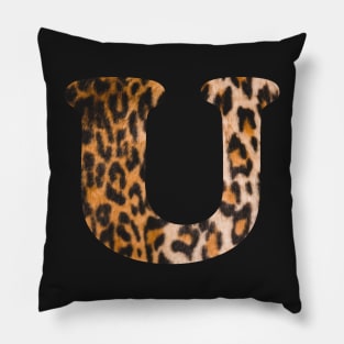 Letter U leopard print Pillow