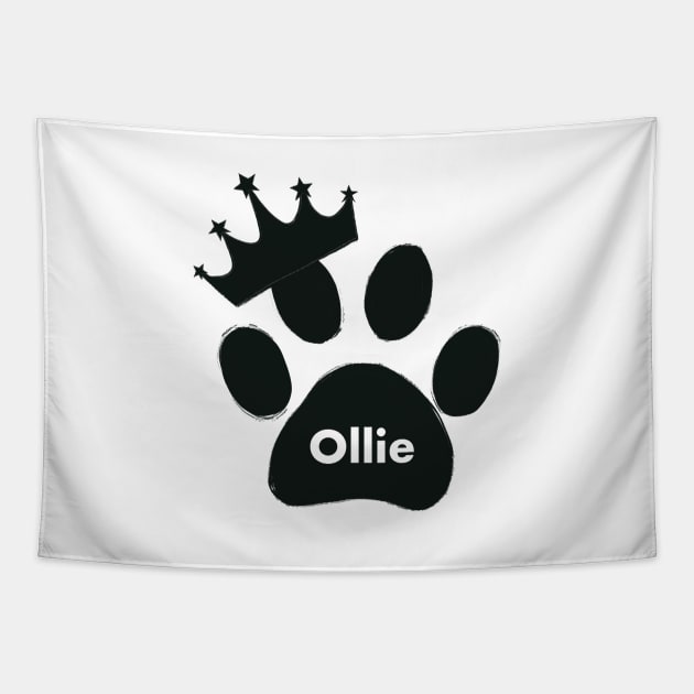 Ollie cat name made of hand drawn paw prints Tapestry by GULSENGUNEL