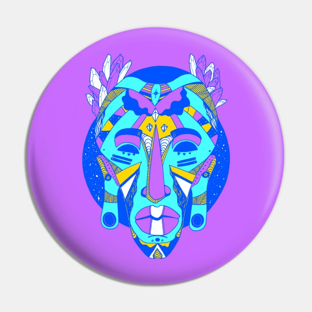 African Mask 1 - Blue Edition Pin by kenallouis