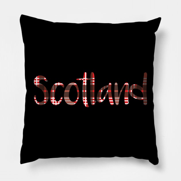 SCOTLAND, Red, Black and White Tartan Style Design Pillow by MacPean