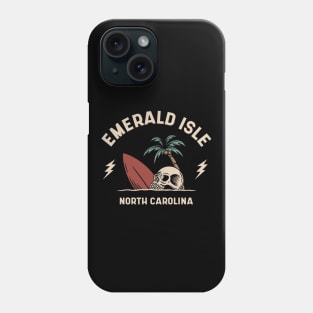 Vintage Surfing Emerald Isle North Carolina // Retro Surf Skull Phone Case