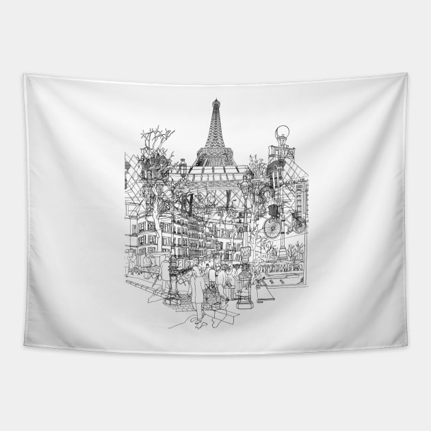 Paris (B&W) Tapestry by davidbushell82