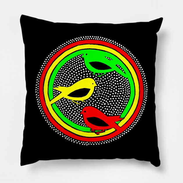 Three Little Birds Circle Pillow by LionTuff79