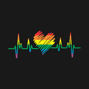 Pansexual Flag Heartbeat LGBTQ T-Shirt
