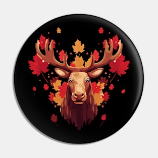 Moose with Maple leafs Canada Pin