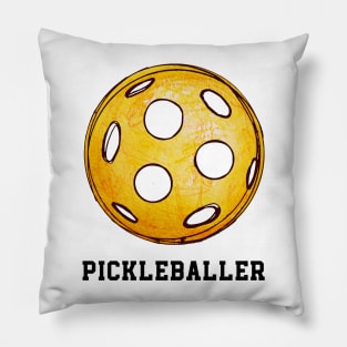 Simple pickleballer illustration in watercolor yellows and oranges Pillow