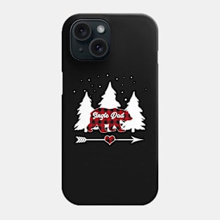 Single Dad Bear Buffalo Plaid Christmas Matching Family Pajama Phone Case