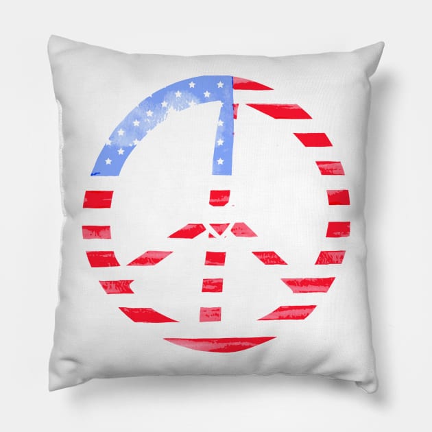 USA Peace Sign Flag Pillow by crackdesign