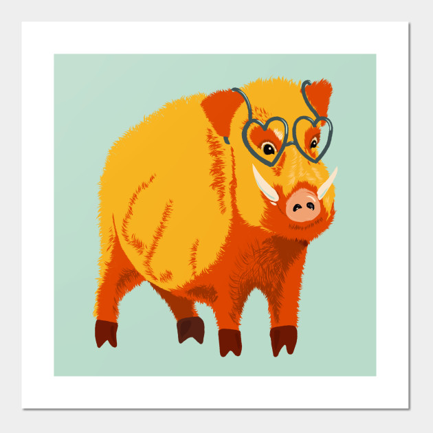 Cute Boar Pig With Glasses Pig Posters And Art Prints Teepublic