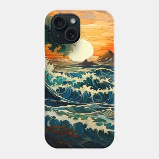 Waves ocean sunset 4 Phone Case