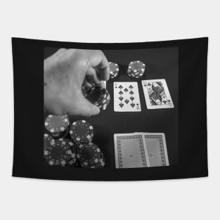 Betting on a hand of Texas Holdem Poker Tapestry