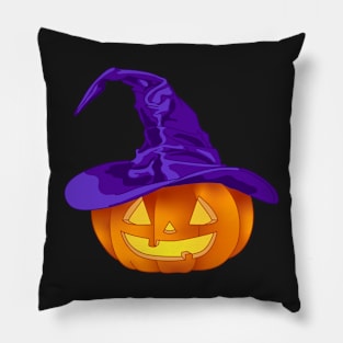 A Short Witchy Pumpkin (Black) Pillow