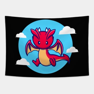 Cute Dragon Flying Cartoon Tapestry