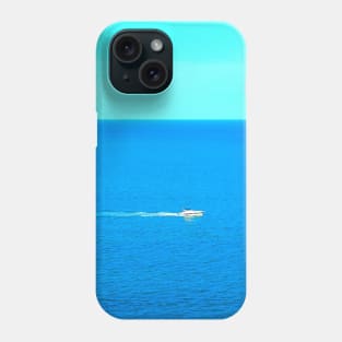 Scene from Numana Alta with the Adriatic Sea, waves, a mini-yacht and its white trail Phone Case