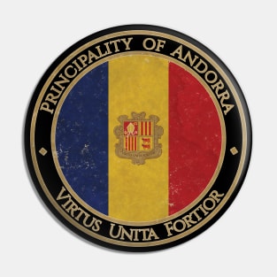 Vintage Principality of Andorra Europe European EU Flag Pin