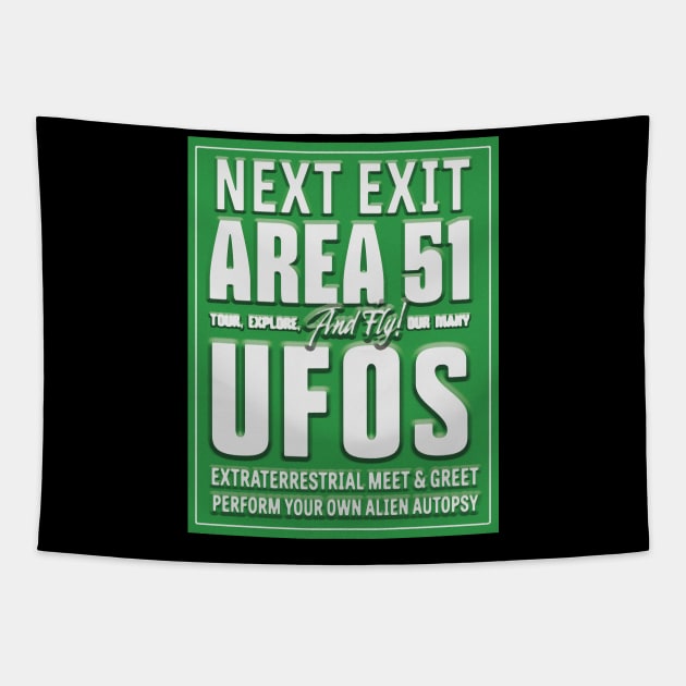 AREA 51 HIGHWAY SIGN Tapestry by WinstonsSpaceJunk