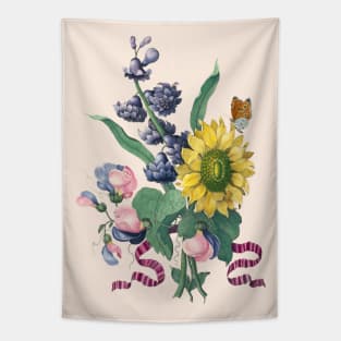 Vintage Bouquet Botanical Illustration Tapestry