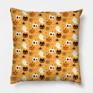 Halloween Ghosts, Cats, and Pumpkins Pillow