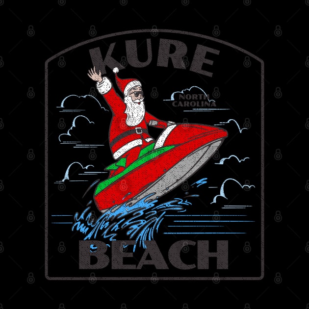 Kure Beach, NC Christmas Vacationing Waterskiing Santa by Contentarama