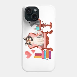 Cat, books and coffee Phone Case