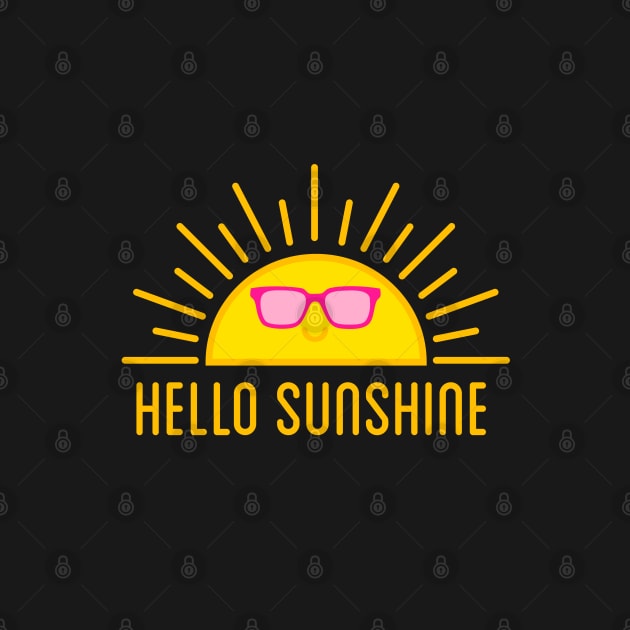 Hello sunshine, happy sun with pink sunglasses by beakraus