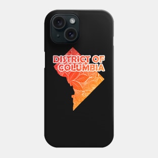 Colorful mandala art map of District of Columbia with text in red and orange Phone Case