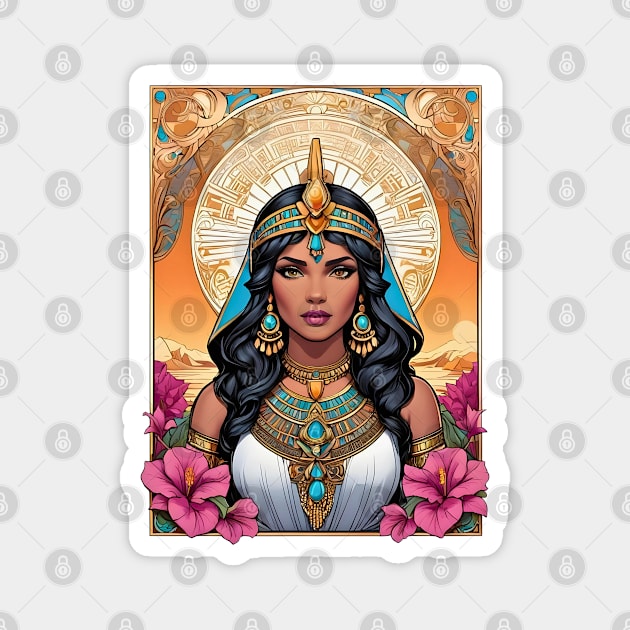 Cleopatra Queen of Egypt retro vintage floral design Magnet by Neon City Bazaar