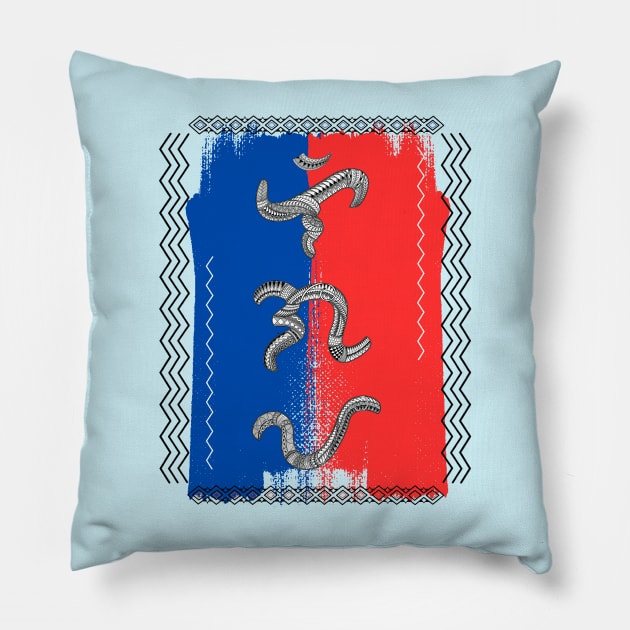 Philippine Flag / Baybayin word Ligaya (Happiness) Pillow by Pirma Pinas