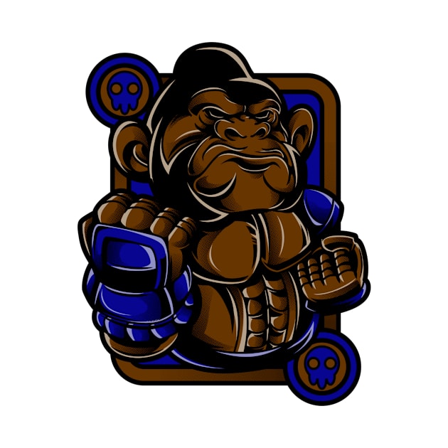 Kong Ape Gorilla Monkey Brown Blue by BradleyHeal