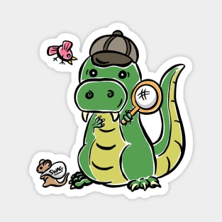 Detective Tyrannosaurus Dinosaur Dino Cartoon Cute Character Magnet