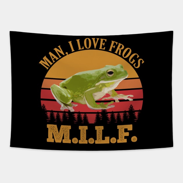 M.I.L.F. - Man I Love Frogs Vintage Tapestry by giovanniiiii